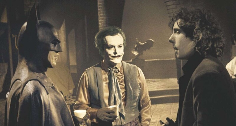 Майкл Китон, Джек Николсон и Тим Бёртон с кофейком на съемках фильма "Бэтмен", 1989 год