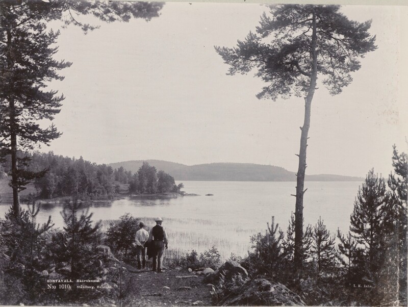 Двое мужчин на фоне финского пейзажа