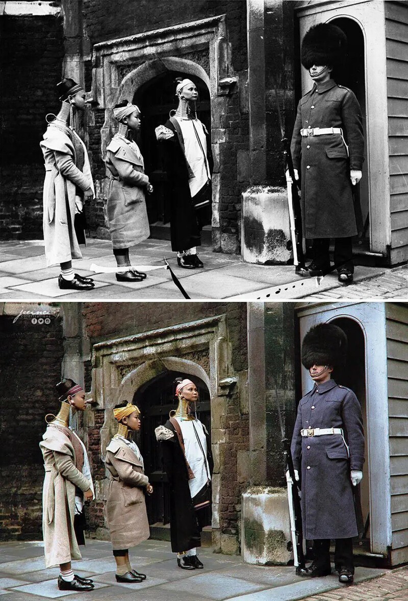 Женщины у главных ворот дворца Св. Джеймса во время визита в Лондон, 1935 год.