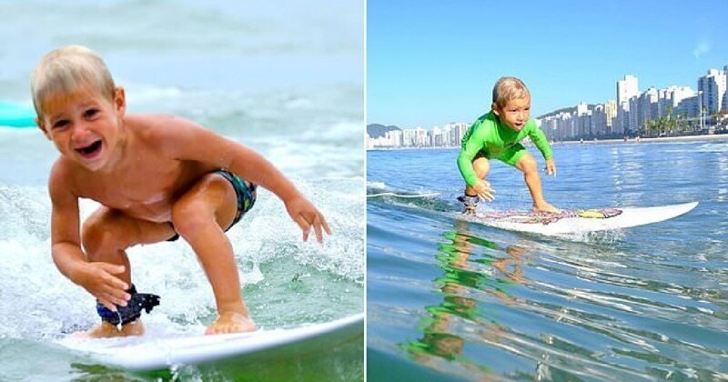 Беспечный ездок: 4-летний мальчик, который умеет ловить волны