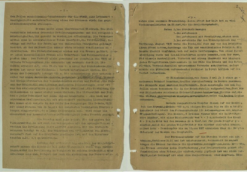Отчёт по Москве гитлеровца, побывавшему в ней в 1935 году. 1 часть