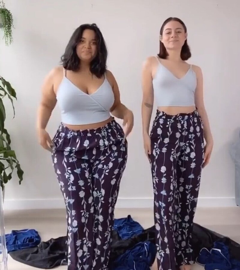 Две подруги решили показать, как одни и те же наряды выглядят на девушках разных размеров