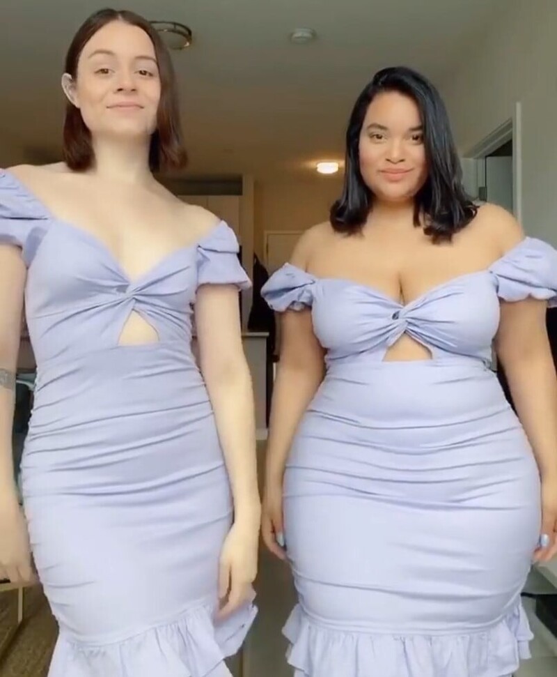 Две подруги решили показать, как одни и те же наряды выглядят на девушках разных размеров