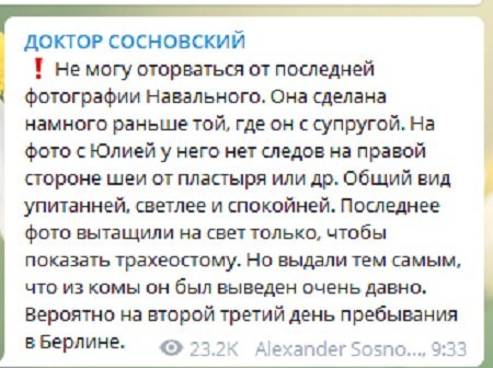 Навальный мог быть и не в «Шарите», или На что обратил внимание доктор Сосновский