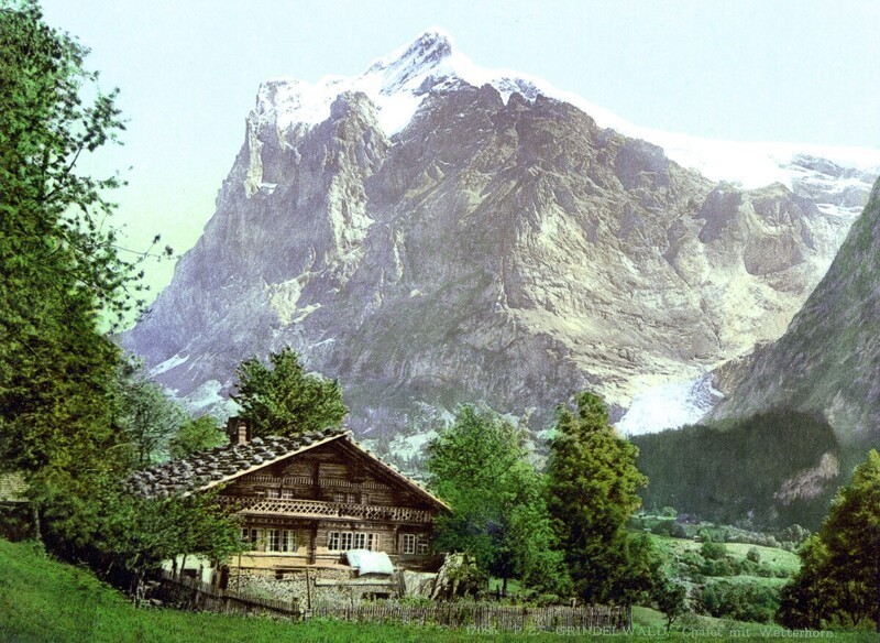 Шале рядом с горой Веттерхорн в Швейцарии.