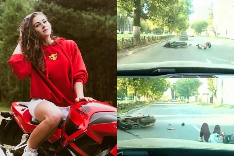 Байкерша из Ярославля врезалась в открытую дверь авто - момент столкновения попал на видео