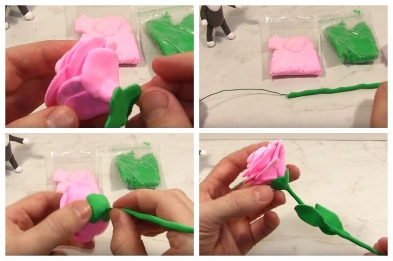 Как сделать розы из пластилина. Легкий способ сделать целую корзину роз из пластилина.