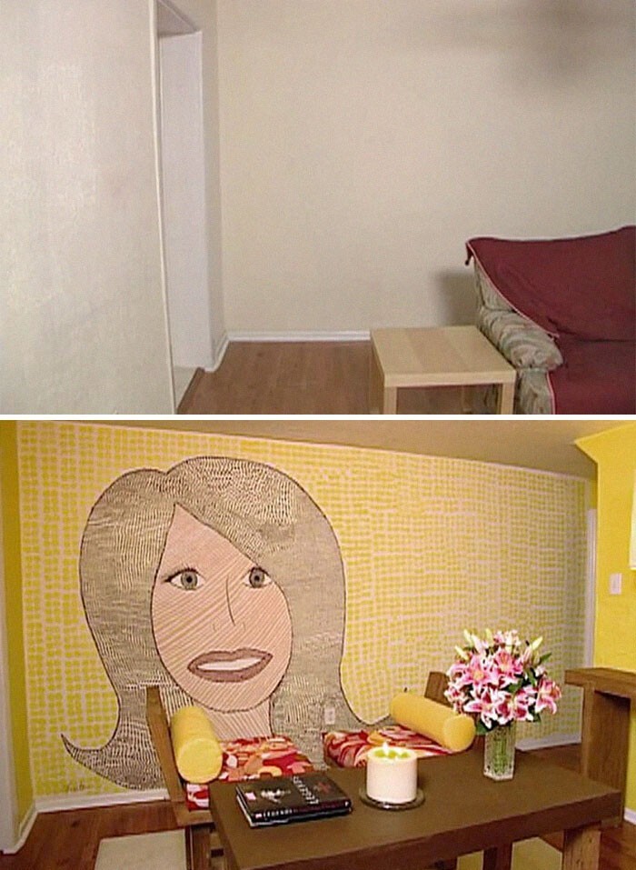 3. Комната с автопортретом дизайнера на стене