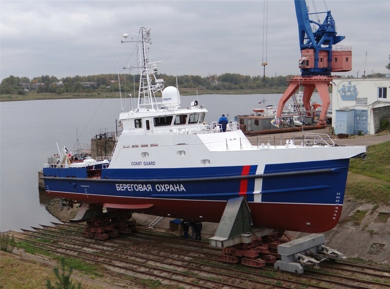 На СЗ «Вымпел» спущен на воду сторожевой катер «Сарыч» проекта 1496М1