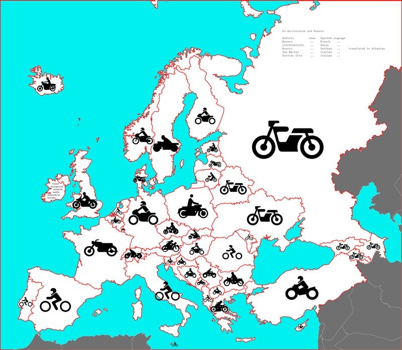 3. Как выглядит мотоциклист на дорожных знаках в странах Европы