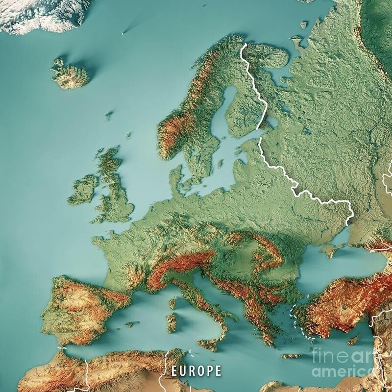 8. 3D-карта рельефа Европы