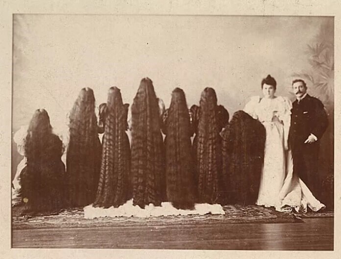 8. Семь сестер Сазерленд. Общая длина волос — 14 метров (по другим данным — 11 метров)