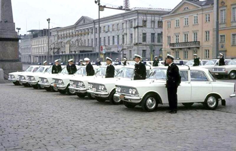 Автомобили Москвич-408 для полиции города Хельсинки, Финляндии 1965 год.