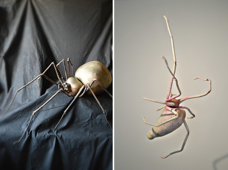 Художник создает из винтажных тканей сказочные скульптуры в виде больших пауков
