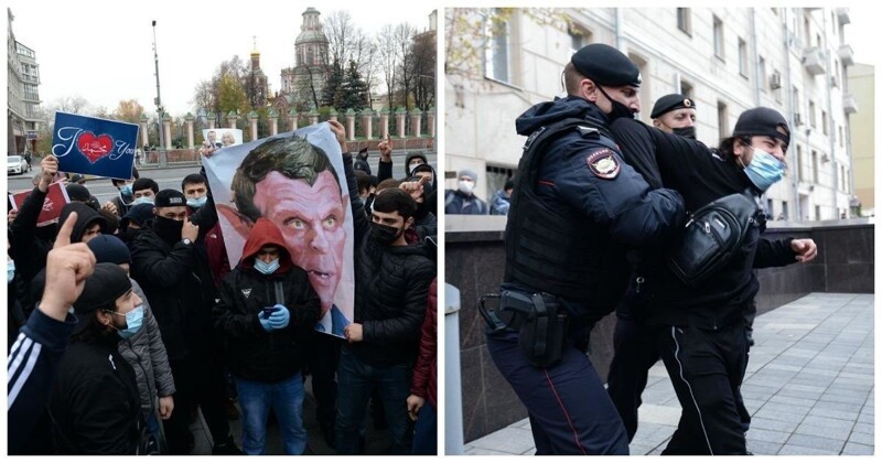 В Москве у посольства Франции начались жесткие задержания мусульман