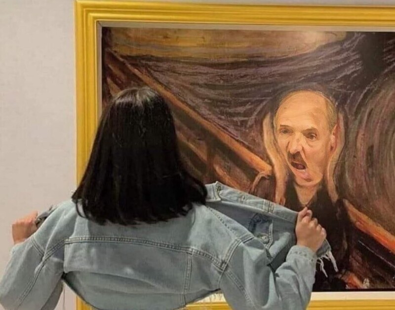  Светлана Тихановская пугает Грыгорыча «Женскими маршами» .холст.масло.кисти.