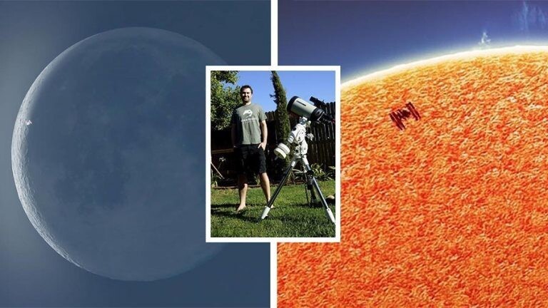 Удивительные фотографии полёта МКС на фоне Солнца и Луны