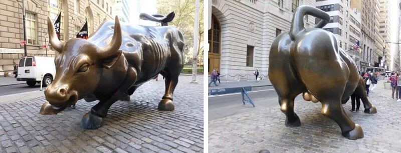 «Атакующему быку» с Уолл-Стрит в Нью-Йорке до блеска натирают яйца. Многие уверены, что это приносит удачу в бизнесе.