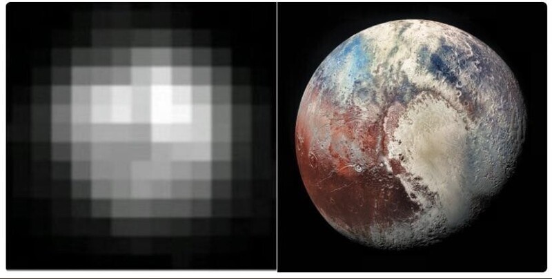 5. Фото Плутона в 1994-м и 2018-м