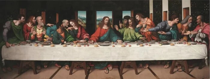 Для наглядности композиции добавлю точную копию росписи от Джампетрино, ученика великого Леонардо: