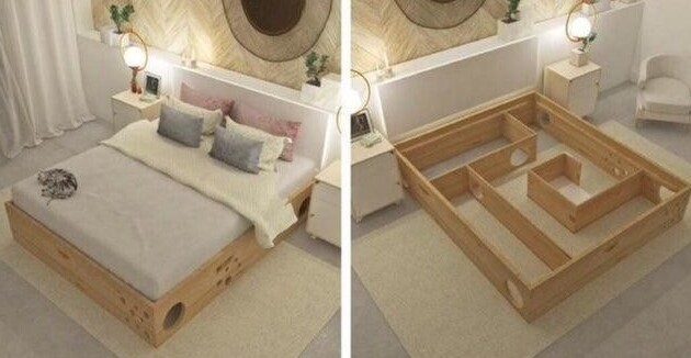 Кровать с домиком для кошки