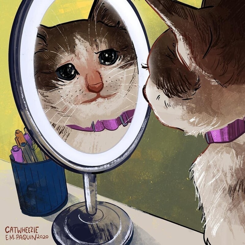 Художница рисует котов из мемов