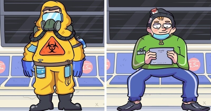 Типичные обитатели метро во время пандемии