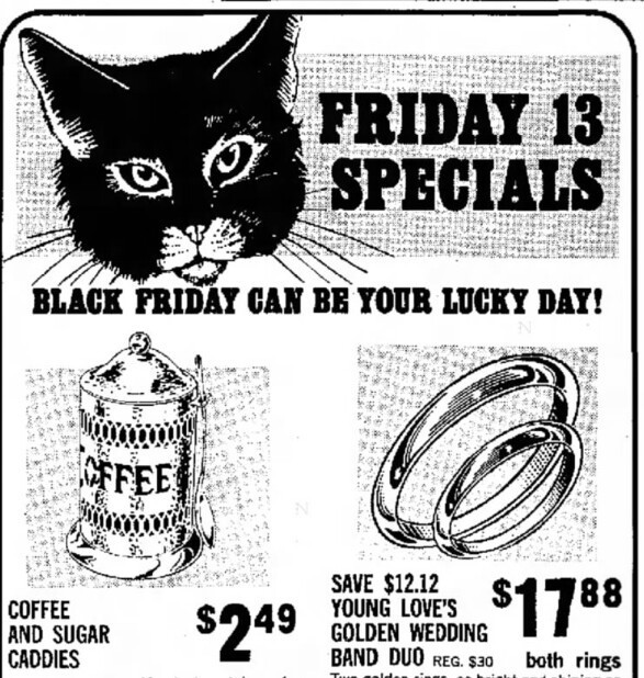 В 1973 году Черная пятница все еще никак не ассоциировалась с Днем благодарения — по крайней мере, как свидетельствует эта газетная вырезка, в Кингспорте, штат Теннесси.