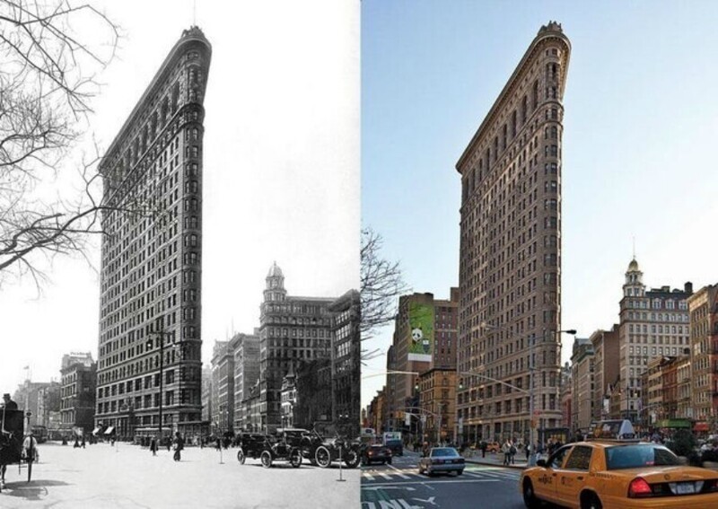 Флэтайрон-билдинг, Нью-Йорк, 1917 и 2012