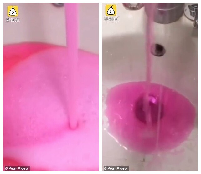 На севере Китая из кранов полилась ярко-розовая вода