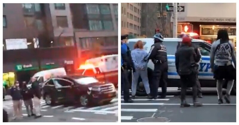 Автомобиль протаранил сторонников движения BLM на Манхэттене: видео
