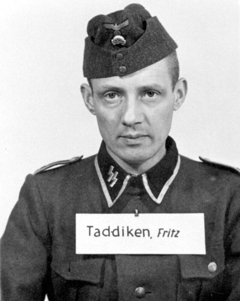 Фриц Таддикен, бывший маляр и стекольщик. Получил звание унтершарфюрера СС в 1944-м. Осужден за военные преступления судом Кракова