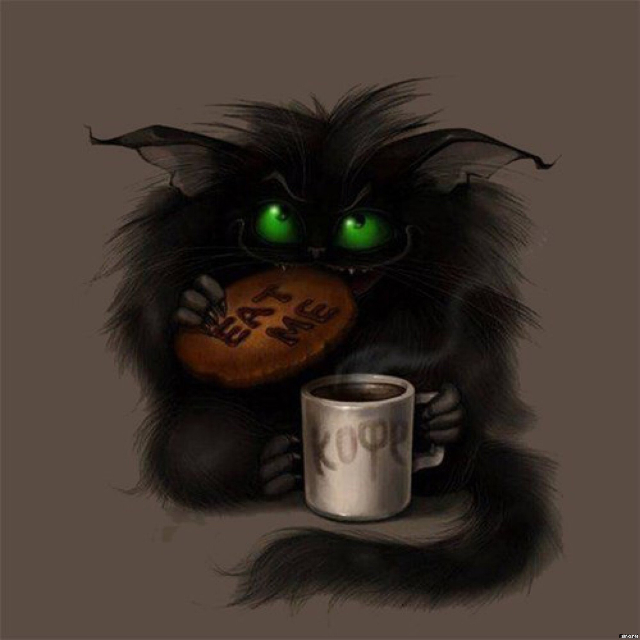 Кот и кофе арт