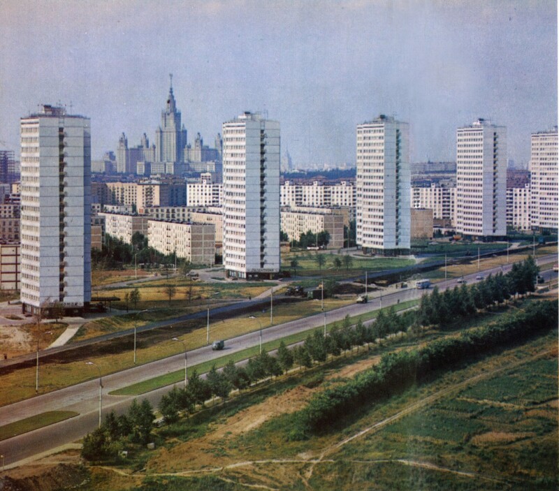 Вид на МГУ с Ленинского проспекта, 1968 год, Москва