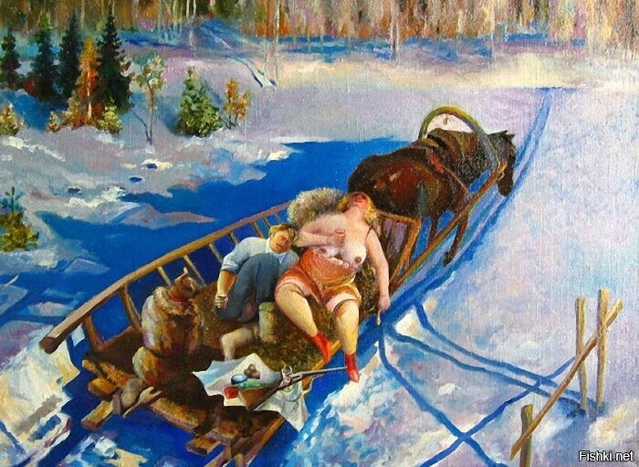 Картина едут художник