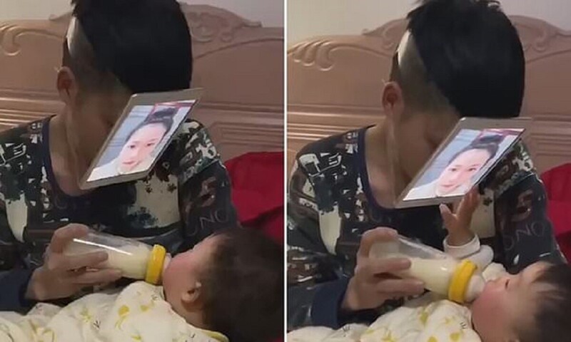 Папа притворился мамой, чтобы накормить младенца