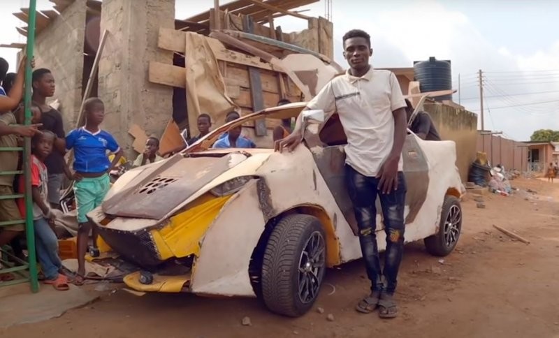 Находчивый подросток из Ганы построил настоящий рабочий автомобиль из металлолома
