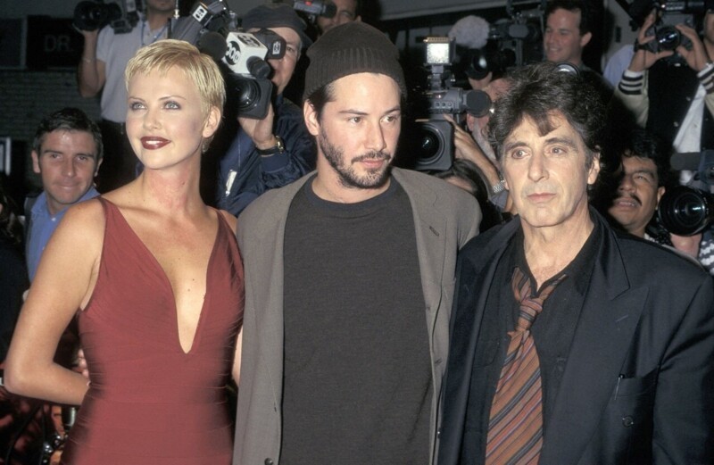 Шарлиз Терон, Киану Ривз и Аль Пачино на премьере фильма "Адвокат Дьявола", США, 13 октября 1997 года