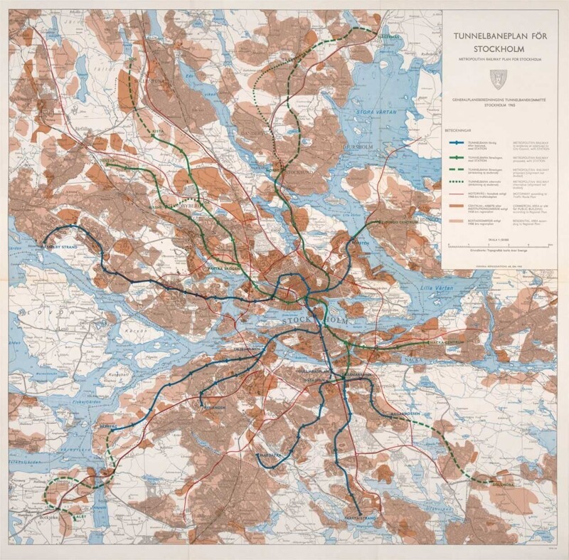 План развития стокгольмского метро за 1962 год. И его до сих пор придерживаются