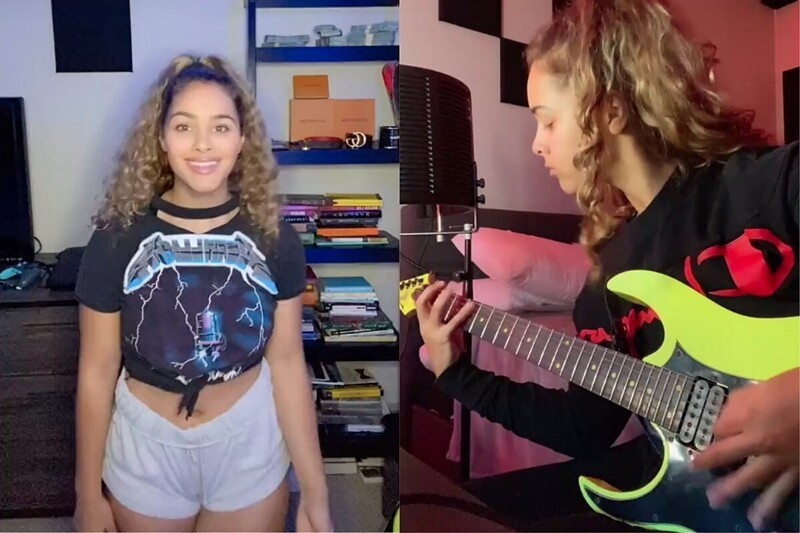 Девушку раскритиковали за ношение футболки Metallica, а та в ответ сыграла на гитаре