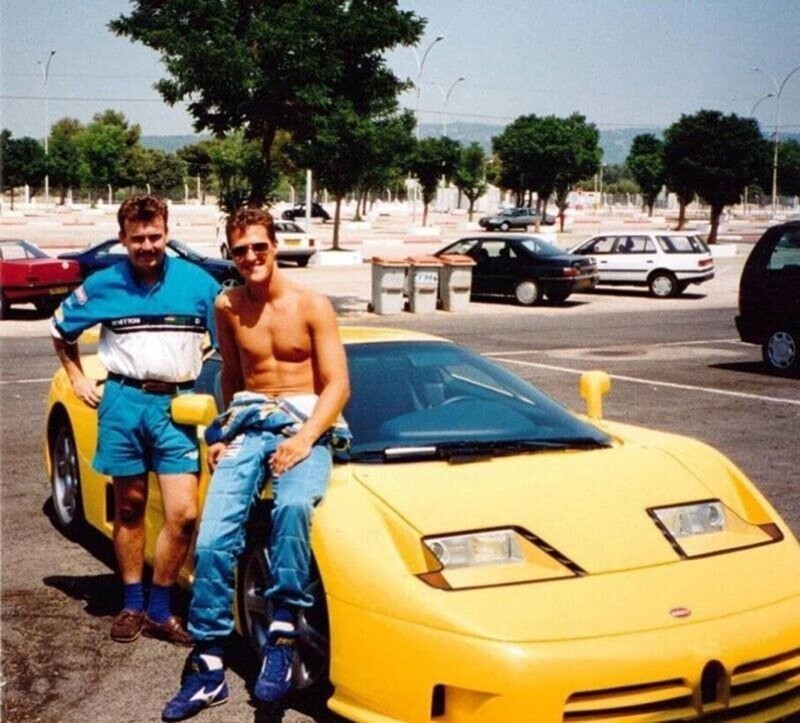Михаэль Шумахер со своим Bugatti. 1991 год
