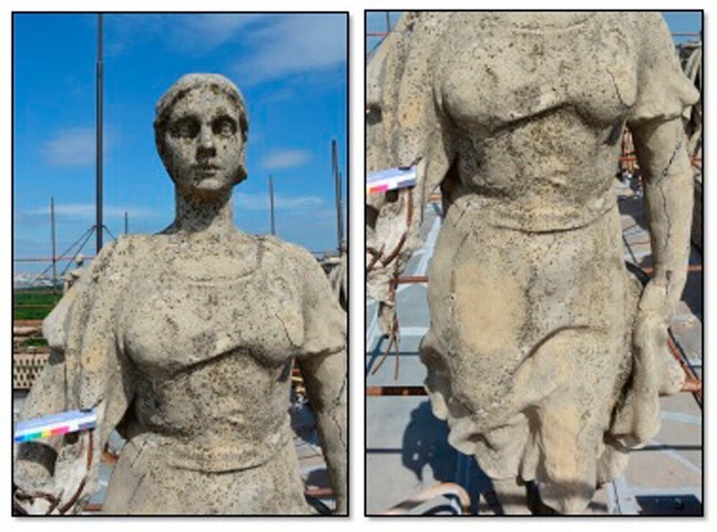 Однако, почти 70 лет на жаре, ветрах и морозах превратили скульптуры в то, что вы видите ниже.