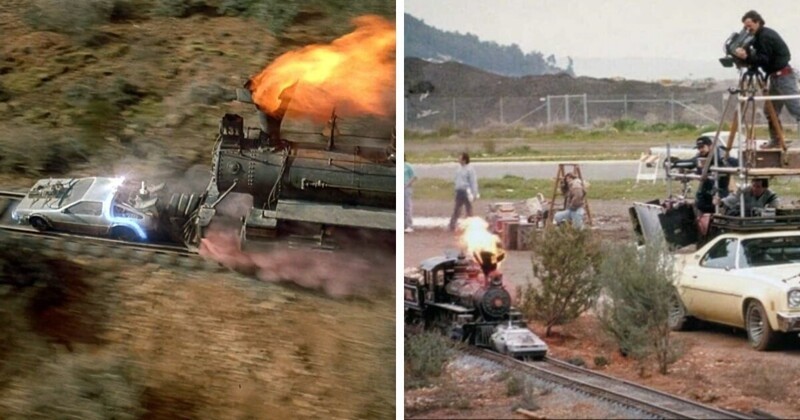 2. Использование миниатюры в сцене с поездом из «Назад в будущее 3» (1990)