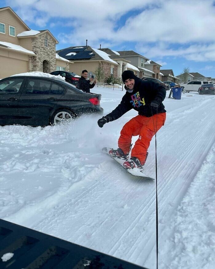 18. "Не каждый может похвастать тем, что катался на сноуборде в Техасе"