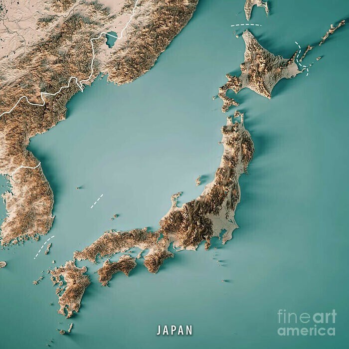 Топографическая карта Японии