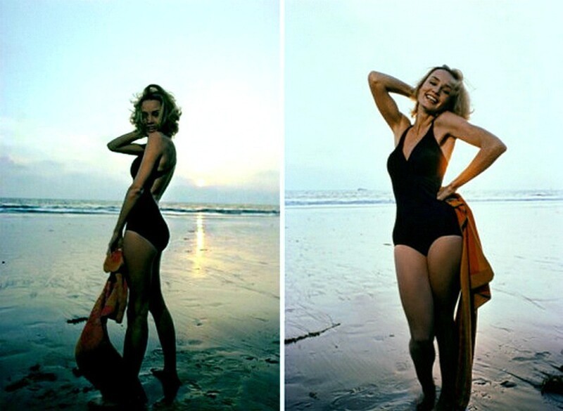  Джессика Лэнг на пляже в 70-е годы