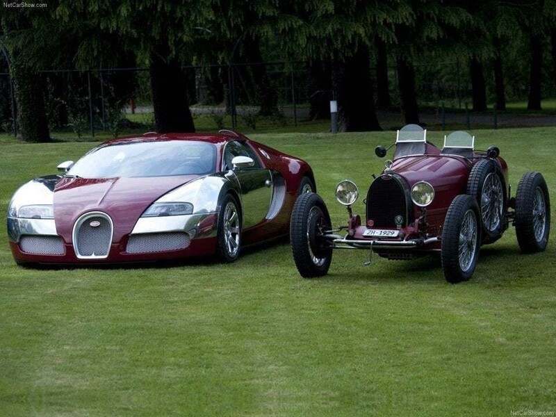 Эволюция спортивных автомобилей Bugatti.