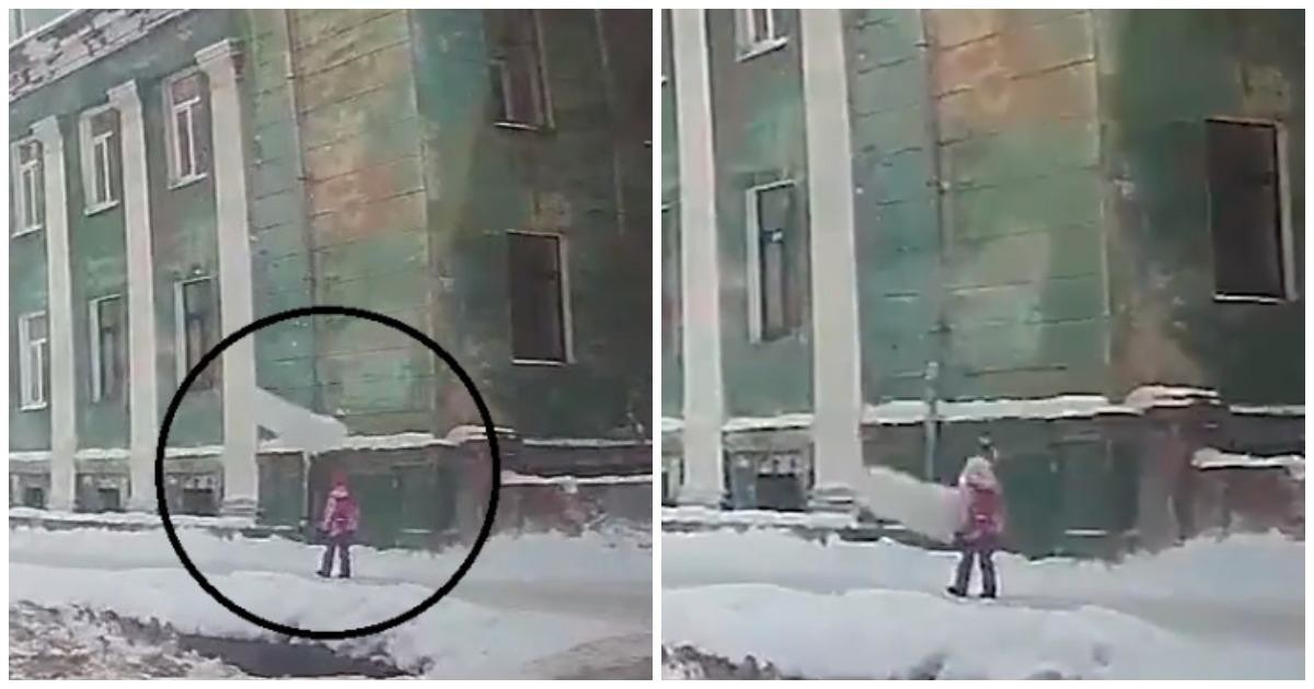Снежная глыба едва не убила маленькую девочку в Северодвинске