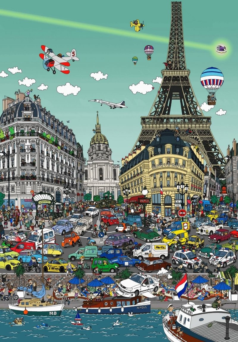 На улицах Парижа запечатлена масса французских машин, включая Citroen 2CV, Fecel Vega, такси Даниэля из фильма Люка Бессона, сверхзвуковой самолет Конкорд, а также Мона Лиза, сидящая в кафе!