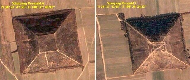 Спутниковые снимки некоторых пирамид Сиань на картах Гугл 